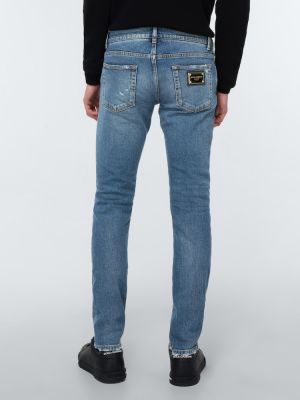 Slim fit skinny džíny s nízkým pasem s oděrkami Dolce&gabbana modré
