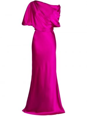 Drapované saténové večerní šaty Amsale růžové