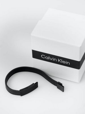 Bőr karkötő Calvin Klein fekete