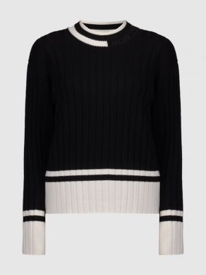 Шерстяной свитер с вышивкой Moncler черный