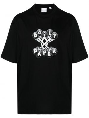 Βαμβακερή μπλούζα με σχέδιο Daily Paper μαύρο