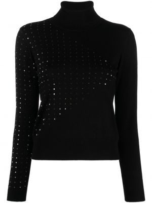 Sweter z kryształkami Liu Jo czarny