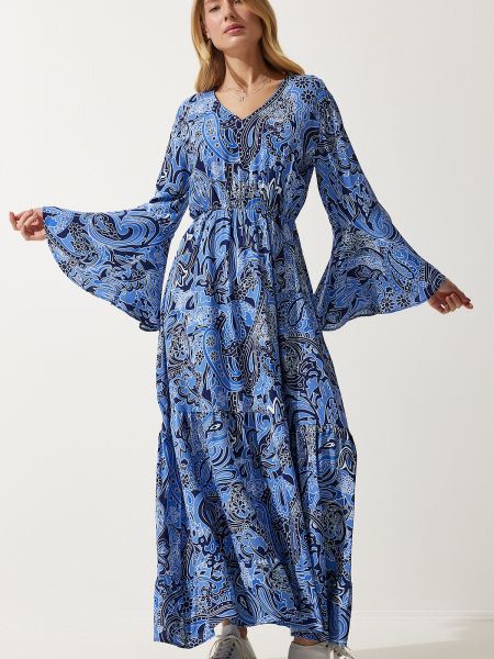 Φόρεμα από βισκόζη Happiness İstanbul μπλε