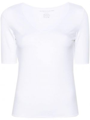 Тениска с v-образно деколте Majestic Filatures бяло
