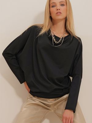 Μπλούζα σε στενή γραμμή Trend Alaçatı Stili μαύρο