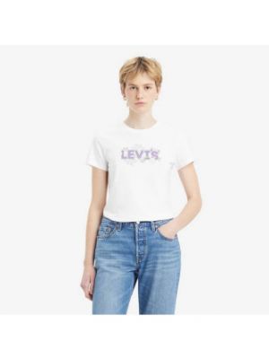 T-shirt en coton à fleurs avec manches courtes Levi's blanc