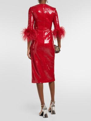 Midi obleka s perjem Rebecca Vallance rdeča