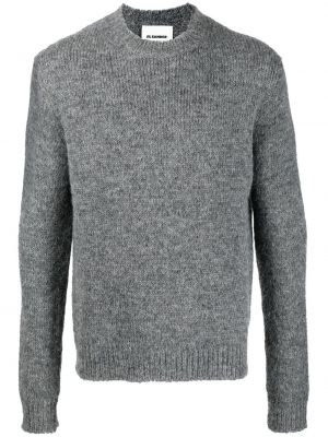 Garš džemperis ar apaļu kakla izgriezumu Jil Sander pelēks