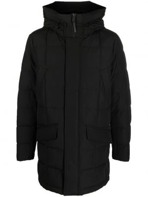 Пухено палто с качулка Woolrich черно