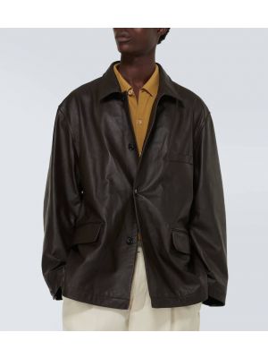 Kožna jakna oversized Lemaire smeđa