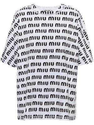 T-shirt en coton à imprimé Miu Miu blanc