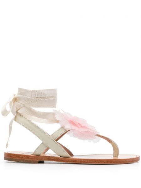 Kožne sandale s cvjetnim printom Moschino