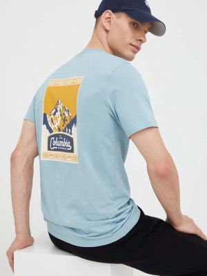 Koszulka bawełniana z nadrukiem Columbia niebieska