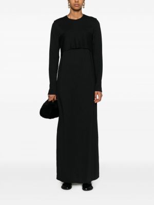 Krepové drapované dlouhé šaty Totême černé