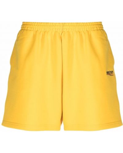 Pantalones cortos deportivos con bordado Balenciaga amarillo