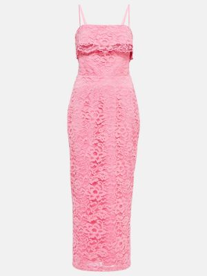 Φλοράλ μίντι φόρεμα με δαντέλα Rasario ροζ