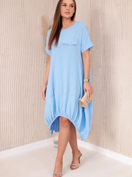 Oversize рокля с джобове Kesi синьо