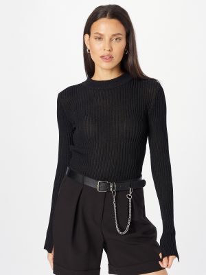 Пуловер slim Gina Tricot черно