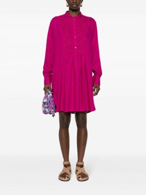 Mini šaty s výšivkou Marant Etoile fialové