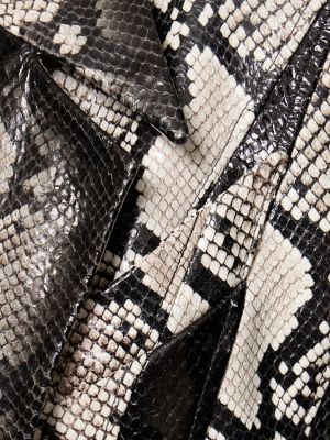 Palton din piele cu model piele de șarpe Mugler alb