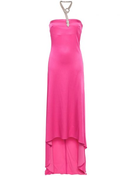 Сатенена рокля с колан с кристали Giuseppe Di Morabito розово
