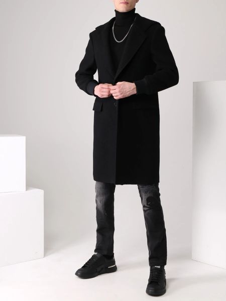 Пальто с капюшоном Philipp Plein черное