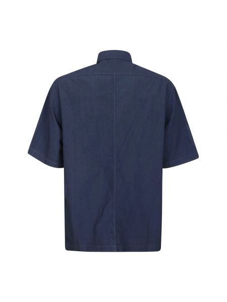 Camisa con bordado de algodón con bolsillos Barena Venezia azul