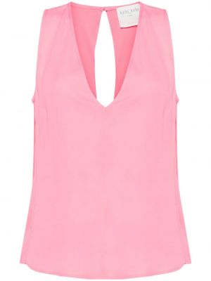 Αμάνικη μπλούζα με λαιμόκοψη v Forte_forte ροζ