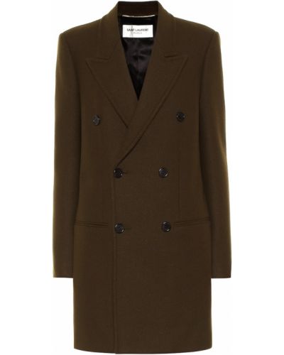 Vlněný krátký kabát Saint Laurent zelený