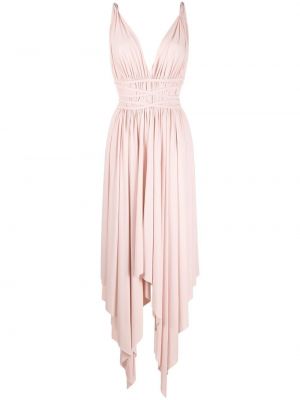 Платье с драпировкой с V-образным вырезом Norma Kamali, розовое