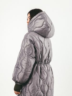 Серое утепленное пальто Mr520