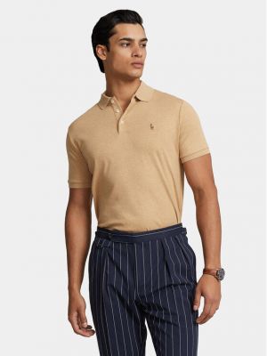 Polo marškinėliai slim fit Polo Ralph Lauren smėlinė