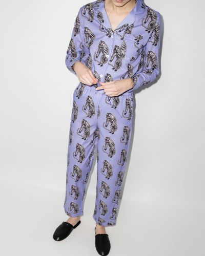Pyjama à imprimé et imprimé rayures tigre Desmond & Dempsey violet