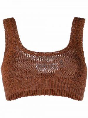 Strikket crop top Rotate brun