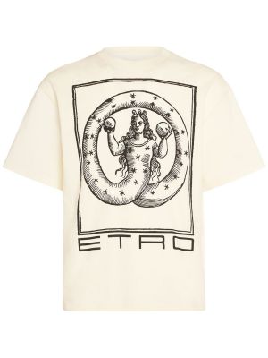 Kokvilnas t-krekls Etro bēšs