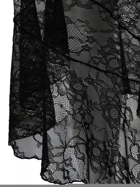 Dzianinowa spódnica midi asymetryczna koronkowa Trendyol czarna