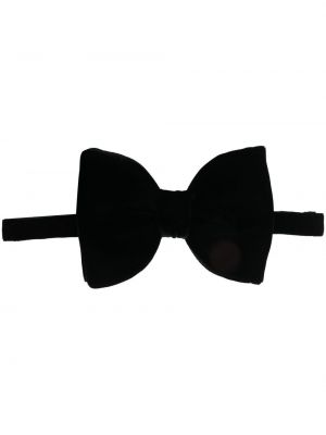 Žametna kravata z lokom iz rebrastega žameta Saint Laurent črna