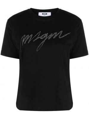 T-shirt en coton avec applique Msgm noir