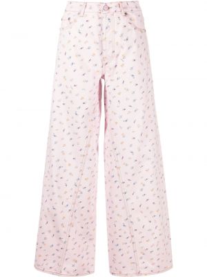 Geblümte jeans mit print ausgestellt Ganni pink