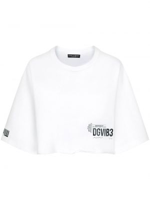 Raštuotas medvilninis marškinėliai Dolce & Gabbana Dg Vibe balta