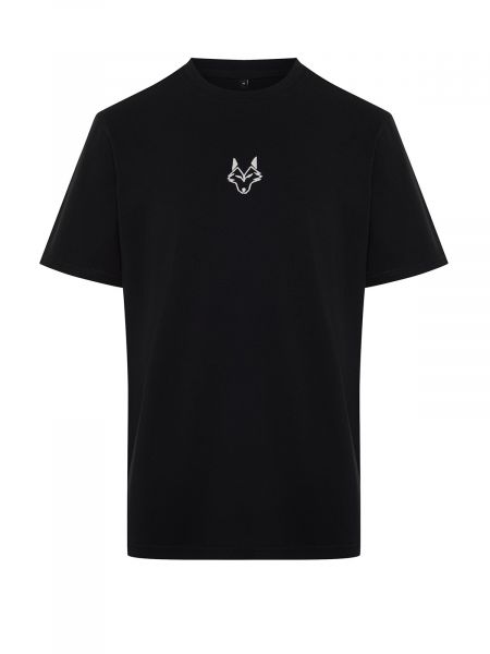 Pamut hímzett póló Trendyol fekete