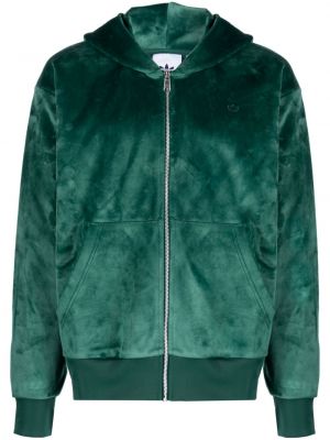 Velours hoodie mit stickerei Adidas grün