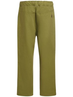 Bavlnené saténové nohavice Moncler zelená