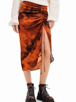 Pletené dlouhá sukně Desigual oranžové