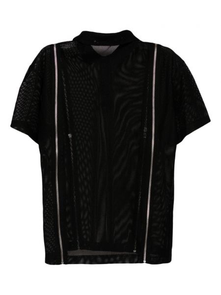 Tīkliņa polo krekls ar rāvējslēdzēju Olly Shinder melns