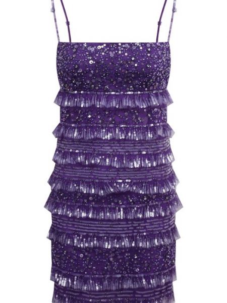 Платье с пайетками Valentino фиолетовое
