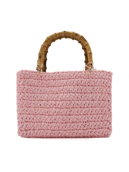 Bambus shopper handtasche mit taschen Chica London pink