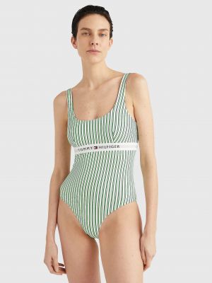 Pruhované jednodílné plavky Tommy Hilfiger Underwear zelené