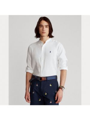 Chemise en lin slim avec manches longues Ralph Lauren blanc