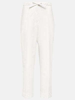 Pamučne hlače ravnih nogavica Jil Sander bijela